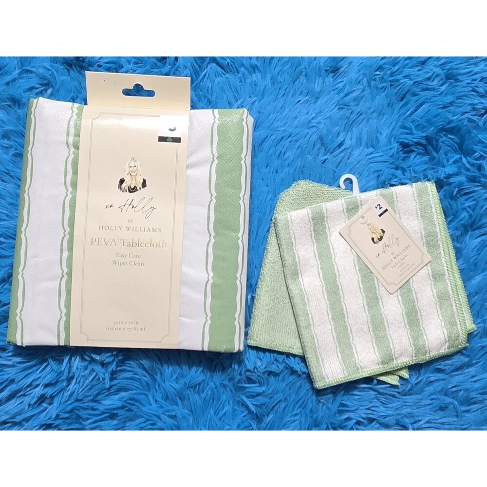 Holly Williams PEVA Tablecloth & 2ct Dish Cloth Bundle Dollar General Collection